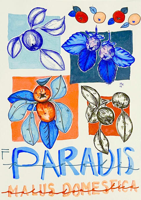 Alcohol &amp; ballpoint pen botanical illustration