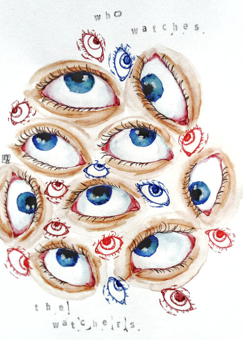 pen, typography & watercolour illustration