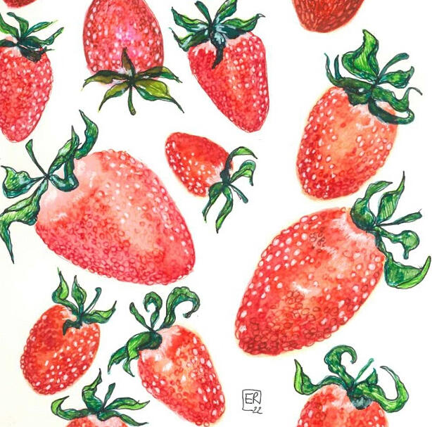 Strawberry textural illustration