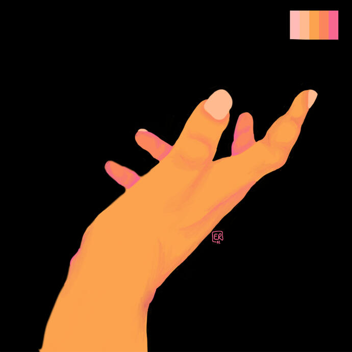 limited palette tonal study of human hand